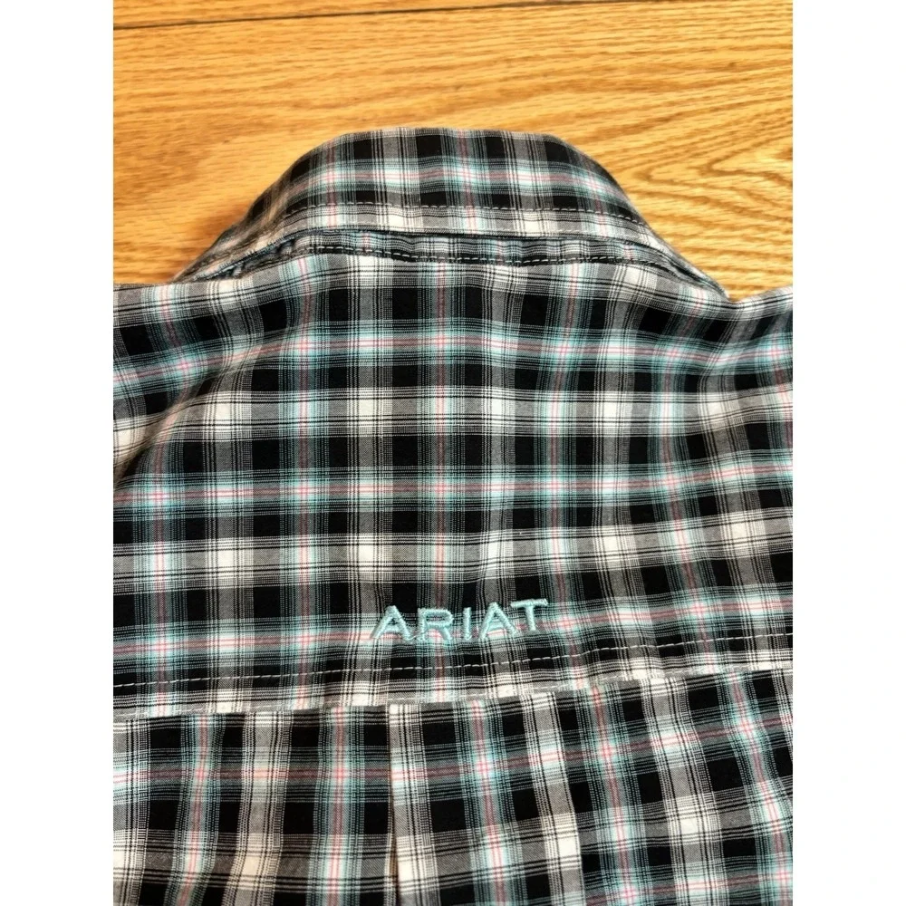 Ariat Pro Series Button Down Shirt Long Sleeve Plaid Cowboy Western Wear Mens M - Picture 9 of 11